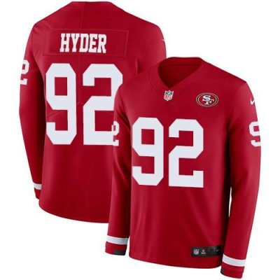 Nike San Francisco 49ers #92 Kerry Hyder Red Team Color Stitched NFL Limited Therma Long Sleeve Jersey