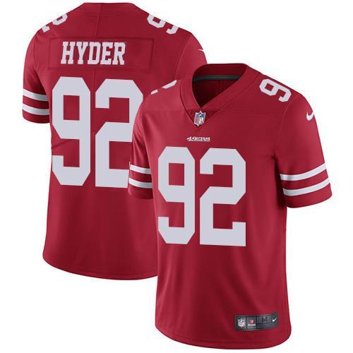 Nike San Francisco 49ers #92 Kerry Hyder Red Team Color Stitched NFL Vapor Untouchable Limited Jersey