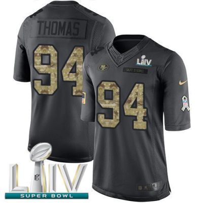Nike San Francisco 49ers #94 Solomon Thomas Black Super Bowl LIV 2020 Stitched NFL Limited 2016 Salute to Service Jersey