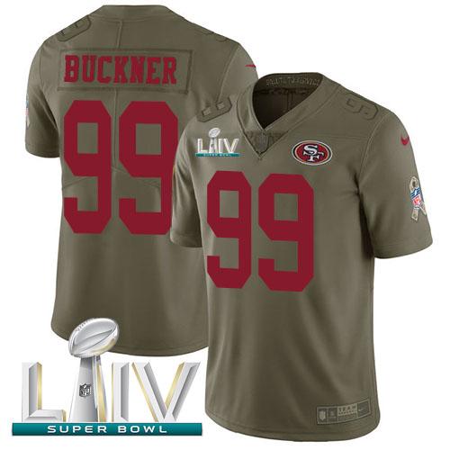 Nike San Francisco 49ers #99 DeForest Buckner Olive Super Bowl LIV 2020 Stitched NFL Limited 2017 Salute To Service Jersey