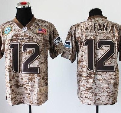 Nike Seahawks #12 Fan Camo Stitched NFL New Elite USMC Jersey
