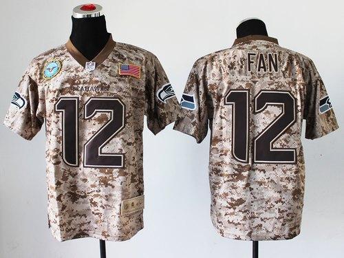 Nike Seahawks #12 Fan Camo Stitched NFL New Elite USMC Jersey