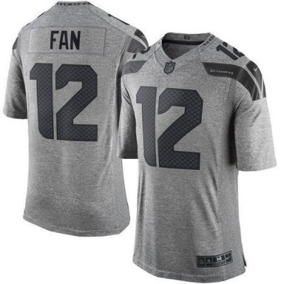 Nike Seahawks #12 Fan Gray Stitched NFL Limited Gridiron Gray Jersey