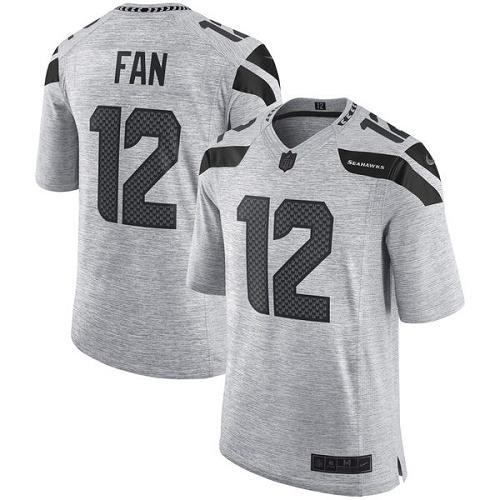 Nike Seahawks #12 Fan Gray Stitched NFL Limited Gridiron Gray II Jersey