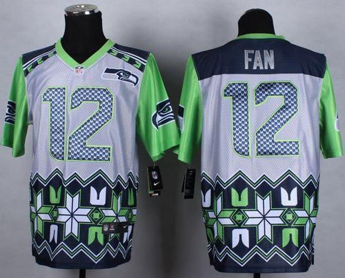 Nike Seahawks #12 Fan Grey Stitched NFL Elite Noble Fashion Jersey