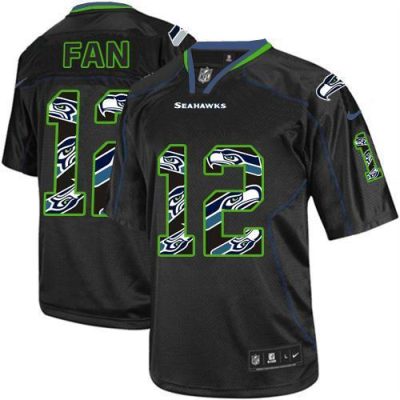 Nike Seahawks #12 Fan New Lights Out Black Stitched NFL Elite Jersey