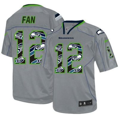 Nike Seahawks #12 Fan New Lights Out Grey Stitched NFL Elite Jersey