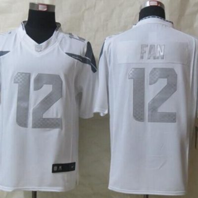 Nike Seahawks #12 Fan White Stitched NFL Limited Platinum Jersey