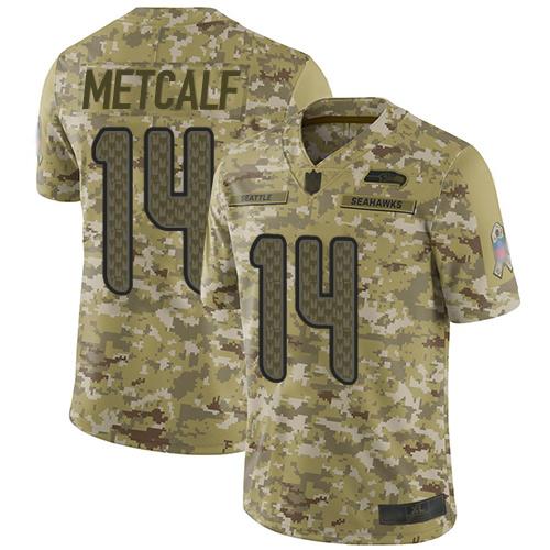 Nike Seahawks #14 D.K. Metcalf Camo Stitched NFL Limited 2018 Salute To Service Jersey