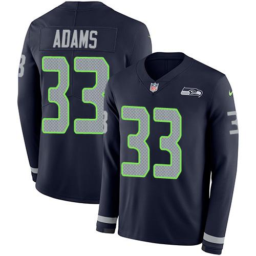 Nike Seahawks #33 Jamal Adams Steel Blue Team Color Stitched NFL Limited Therma Long Sleeve Jersey