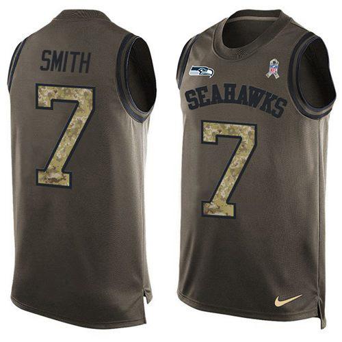 Nike Seahawks #7 Geno Smith Green Stitched NFL Limited Salute To Service Tank Top Jersey