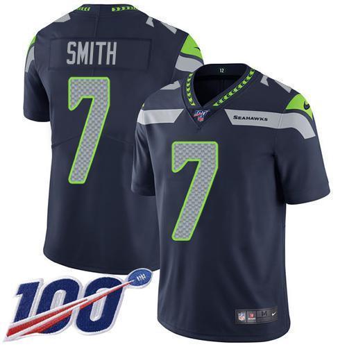 Nike Seahawks #7 Geno Smith Steel Blue Team Color Stitched NFL 100th Season Vapor Untouchable Limited Jersey