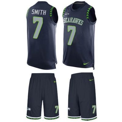 Nike Seahawks #7 Geno Smith Steel Blue Team Color Stitched NFL Limited Tank Top Suit Jersey
