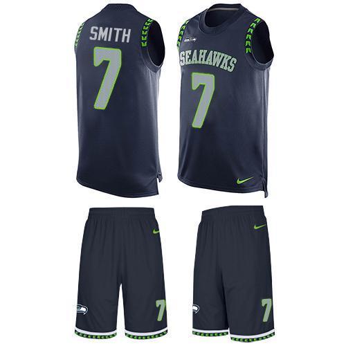 Nike Seahawks #7 Geno Smith Steel Blue Team Color Stitched NFL Limited Tank Top Suit Jersey
