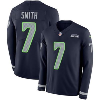 Nike Seahawks #7 Geno Smith Steel Blue Team Color Stitched NFL Limited Therma Long Sleeve Jersey
