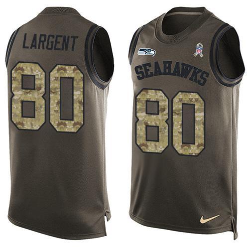 Nike Seahawks #80 Steve Largent Green Stitched NFL Limited Salute To Service Tank Top Jersey