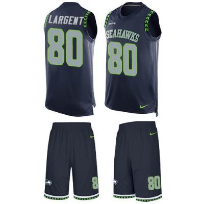 Nike Seahawks #80 Steve Largent Steel Blue Team Color Stitched NFL Limited Tank Top Suit Jersey