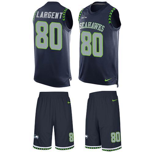 Nike Seahawks #80 Steve Largent Steel Blue Team Color Stitched NFL Limited Tank Top Suit Jersey
