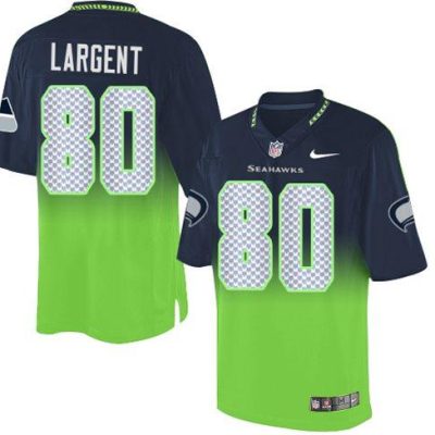 Nike Seahawks #80 Steve Largent Steel Blue/Green Stitched NFL Elite Fadeaway Fashion Jersey
