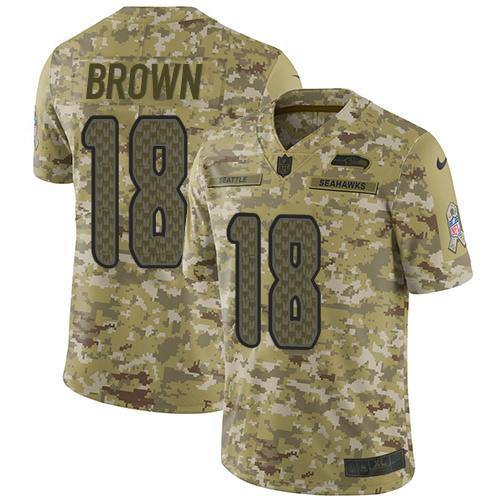 Nike Seattle Seahawks #18 Jaron Brown Camo Stitched NFL Limited 2018 Salute To Service Jersey