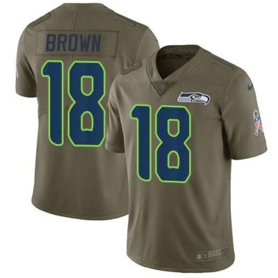 Nike Seattle Seahawks #18 Jaron Brown Olive Stitched NFL Limited 2017 Salute To Service Jersey