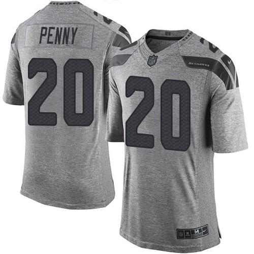 Nike Seattle Seahawks #20 Rashaad Penny Gray Stitched NFL Limited Gridiron Gray Jersey