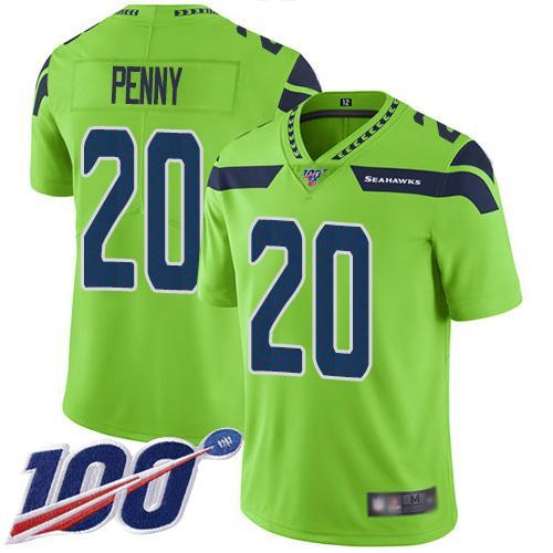 Nike Seattle Seahawks #20 Rashaad Penny Green Stitched NFL Limited Rush 100th Season Jersey