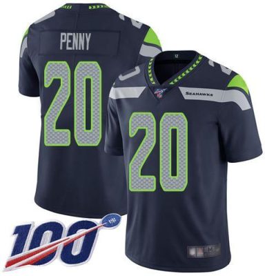 Nike Seattle Seahawks #20 Rashaad Penny Steel Blue Team Color Stitched NFL 100th Season Vapor Limited Jersey