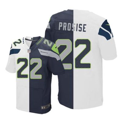 Nike Seattle Seahawks #22 C. J. Prosise White/Steel Blue Stitched NFL Elite Split Jersey