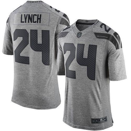 Nike Seattle Seahawks #24 Marshawn Lynch Gray Stitched NFL Limited Gridiron Gray Jersey