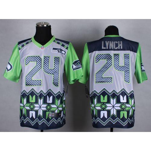 Nike Seattle Seahawks #24 Marshawn Lynch Grey Stitched NFL Elite Noble Fashion Jersey