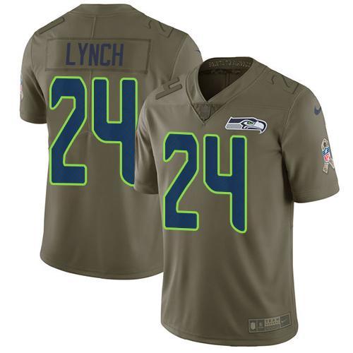 Nike Seattle Seahawks #24 Marshawn Lynch Olive Stitched NFL Limited 2017 Salute to Service Jersey