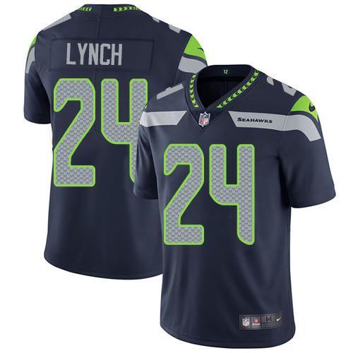 Nike Seattle Seahawks #24 Marshawn Lynch Steel Blue Team Color Stitched NFL Vapor Untouchable Limited Jersey
