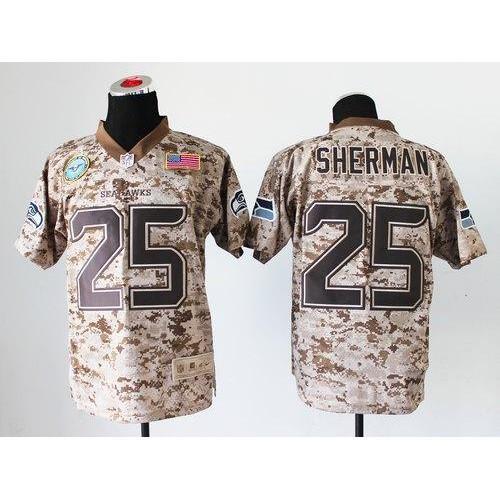 Nike Seattle Seahawks #25 Richard Sherman Camo Stitched NFL New Elite USMC Jersey
