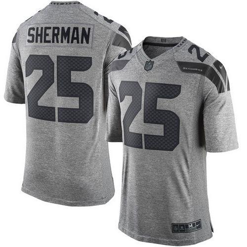 Nike Seattle Seahawks #25 Richard Sherman Gray Stitched NFL Limited Gridiron Gray Jersey