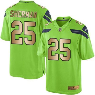 Nike Seattle Seahawks #25 Richard Sherman Green Stitched NFL Limited Gold Rush Jersey