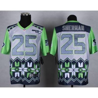 Nike Seattle Seahawks #25 Richard Sherman Grey Stitched NFL Elite Noble Fashion Jersey