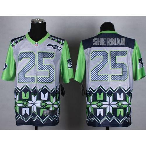 Nike Seattle Seahawks #25 Richard Sherman Grey Stitched NFL Elite Noble Fashion Jersey