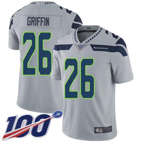 Nike Seattle Seahawks #26 Shaquem Griffin Grey Alternate Stitched NFL 100th Season Vapor Limited Jersey