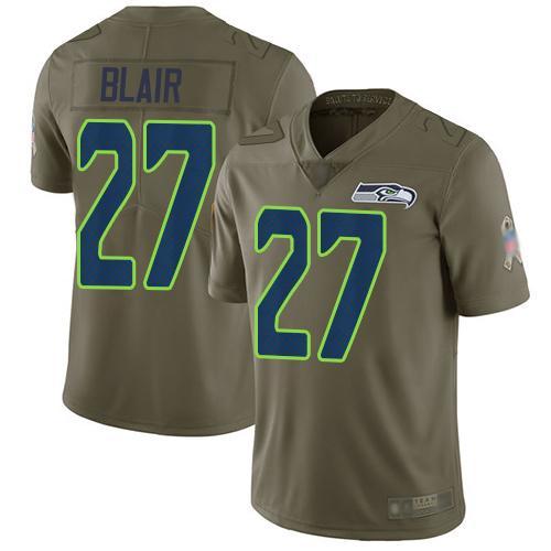 Nike Seattle Seahawks #27 Marquise Blair Olive Stitched NFL Limited 2017 Salute To Service Jersey