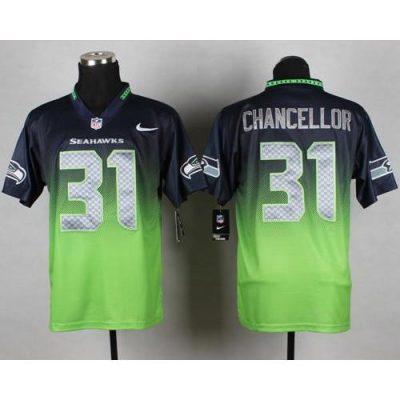 Nike Seattle Seahawks #31 Kam Chancellor Steel Blue/Green Stitched NFL Elite Fadeaway Fashion Jersey