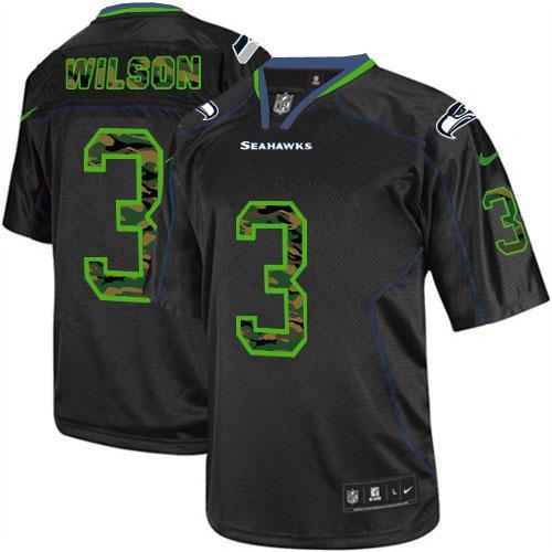 Nike Seattle Seahawks #3 Russell Wilson Black Stitched NFL Elite Camo Fashion Jersey