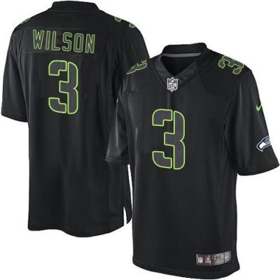 Nike Seattle Seahawks #3 Russell Wilson Black Stitched NFL Impact Limited Jersey