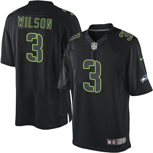 Nike Seattle Seahawks #3 Russell Wilson Black Stitched NFL Impact Limited Jersey
