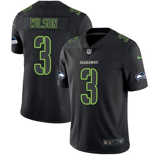 Nike Seattle Seahawks #3 Russell Wilson Black Stitched NFL Limited Rush Impact Jersey