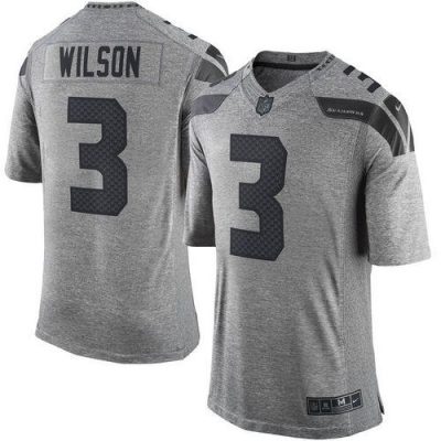 Nike Seattle Seahawks #3 Russell Wilson Gray Stitched NFL Limited Gridiron Gray Jersey