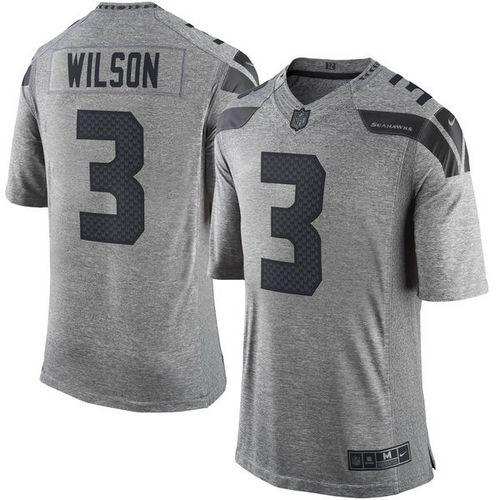 Nike Seattle Seahawks #3 Russell Wilson Gray Stitched NFL Limited Gridiron Gray Jersey