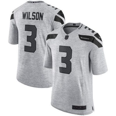 Nike Seattle Seahawks #3 Russell Wilson Gray Stitched NFL Limited Gridiron Gray II Jersey