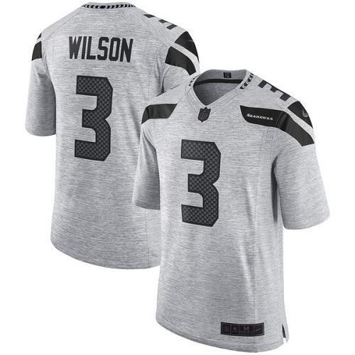 Nike Seattle Seahawks #3 Russell Wilson Gray Stitched NFL Limited Gridiron Gray II Jersey