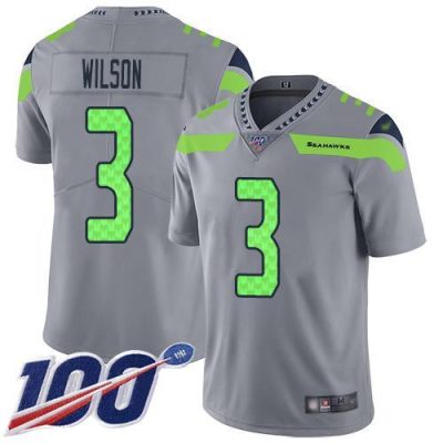 Nike Seattle Seahawks #3 Russell Wilson Gray Stitched NFL Limited Inverted Legend 100th Season Jersey